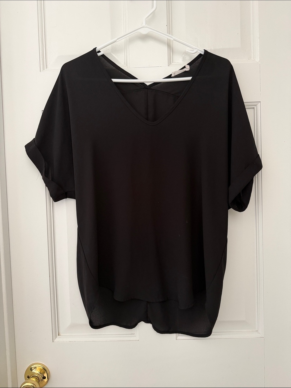 Lush Black V-Neck Dolman Sleeve Blouse